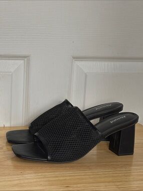 Abound Abtula Fab Black Mesh Block Heel Mules square toe size 11 slip in heels